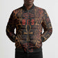 Bes Ancient Egyptian Bomber Puffer Jacket with Leopard Print Ankh and Eye of Horus Egyptian Deity Tribute - African Pride