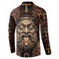 Bes Ancient Egyptian Button Sweatshirt with Leopard Print Ankh and Eye of Horus Egyptian Deity Tribute