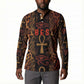Bes Ancient Egyptian Button Sweatshirt with Leopard Print Ankh and Eye of Horus Egyptian Deity Tribute