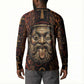 Bes Ancient Egyptian Button Sweatshirt with Leopard Print Ankh and Eye of Horus Egyptian Deity Tribute