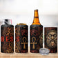 Bes Ancient Egyptian 4 in 1 Can Cooler Tumbler with Leopard Print Ankh and Eye of Horus Egyptian Deity Tribute - African Pride