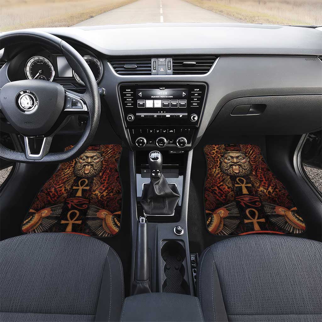 Bes Ancient Egyptian Car Mats with Leopard Print Ankh and Eye of Horus Egyptian Deity Tribute - African Pride