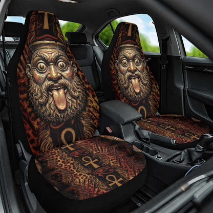 Bes Ancient Egyptian Car Seat Cover with Leopard Print Ankh and Eye of Horus Egyptian Deity Tribute - African Pride