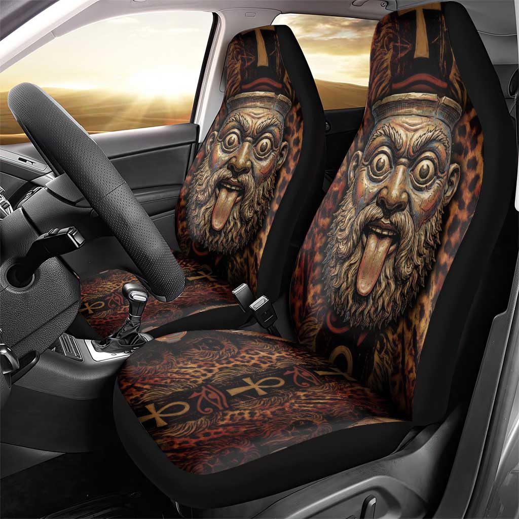 Bes Ancient Egyptian Car Seat Cover with Leopard Print Ankh and Eye of Horus Egyptian Deity Tribute - African Pride