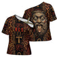 Bes Ancient Egyptian Cross Shoulder Shirt with Leopard Print Ankh and Eye of Horus Egyptian Deity Tribute - African Pride
