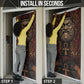 Bes Ancient Egyptian Door Cover with Leopard Print Ankh and Eye of Horus Egyptian Deity Tribute - African Pride