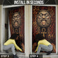 Bes Ancient Egyptian Door Cover with Leopard Print Ankh and Eye of Horus Egyptian Deity Tribute - African Pride