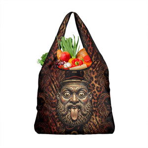 Bes Ancient Egyptian Grocery Bag with Leopard Print Ankh and Eye of Horus Egyptian Deity Tribute - African Pride