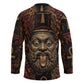 Bes Ancient Egyptian Hockey Jersey with Leopard Print Ankh and Eye of Horus Egyptian Deity Tribute - African Pride