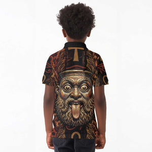 Bes Ancient Egyptian Kid Polo Shirt with Leopard Print Ankh and Eye of Horus Egyptian Deity Tribute - African Pride