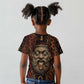 Bes Ancient Egyptian Kid T shirt with Leopard Print Ankh and Eye of Horus Egyptian Deity Tribute - African Pride