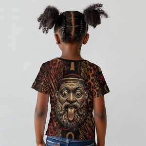 Bes Ancient Egyptian Kid T shirt with Leopard Print Ankh and Eye of Horus Egyptian Deity Tribute - African Pride