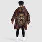 Bes Ancient Egyptian Kid Wearable Blanket Hoodie with Leopard Print Ankh and Eye of Horus Egyptian Deity Tribute - African Pride