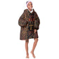 Bes Ancient Egyptian Kid Wearable Blanket Hoodie with Leopard Print Ankh and Eye of Horus Egyptian Deity Tribute - African Pride