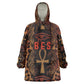 Bes Ancient Egyptian Kid Wearable Blanket Hoodie with Leopard Print Ankh and Eye of Horus Egyptian Deity Tribute - African Pride