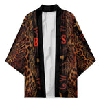 Bes Ancient Egyptian Kimono with Leopard Print Ankh and Eye of Horus Egyptian Deity Tribute - African Pride