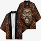 Bes Ancient Egyptian Kimono with Leopard Print Ankh and Eye of Horus Egyptian Deity Tribute - African Pride