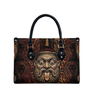 Bes Ancient Egyptian Leather Bag with Leopard Print Ankh and Eye of Horus Egyptian Deity Tribute - African Pride