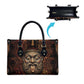 Bes Ancient Egyptian Leather Bag with Leopard Print Ankh and Eye of Horus Egyptian Deity Tribute - African Pride
