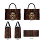 Bes Ancient Egyptian Leather Bag with Leopard Print Ankh and Eye of Horus Egyptian Deity Tribute - African Pride
