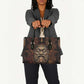 Bes Ancient Egyptian Leather Bag with Leopard Print Ankh and Eye of Horus Egyptian Deity Tribute - African Pride