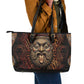 Bes Ancient Egyptian Leather Tote Bag with Leopard Print Ankh and Eye of Horus Egyptian Deity Tribute - African Pride