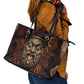 Bes Ancient Egyptian Leather Tote Bag with Leopard Print Ankh and Eye of Horus Egyptian Deity Tribute - African Pride