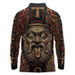 Bes Ancient Egyptian Long Sleeve Polo Shirt with Leopard Print Ankh and Eye of Horus Egyptian Deity Tribute - African Pride