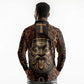Bes Ancient Egyptian Long Sleeve Polo Shirt with Leopard Print Ankh and Eye of Horus Egyptian Deity Tribute - African Pride