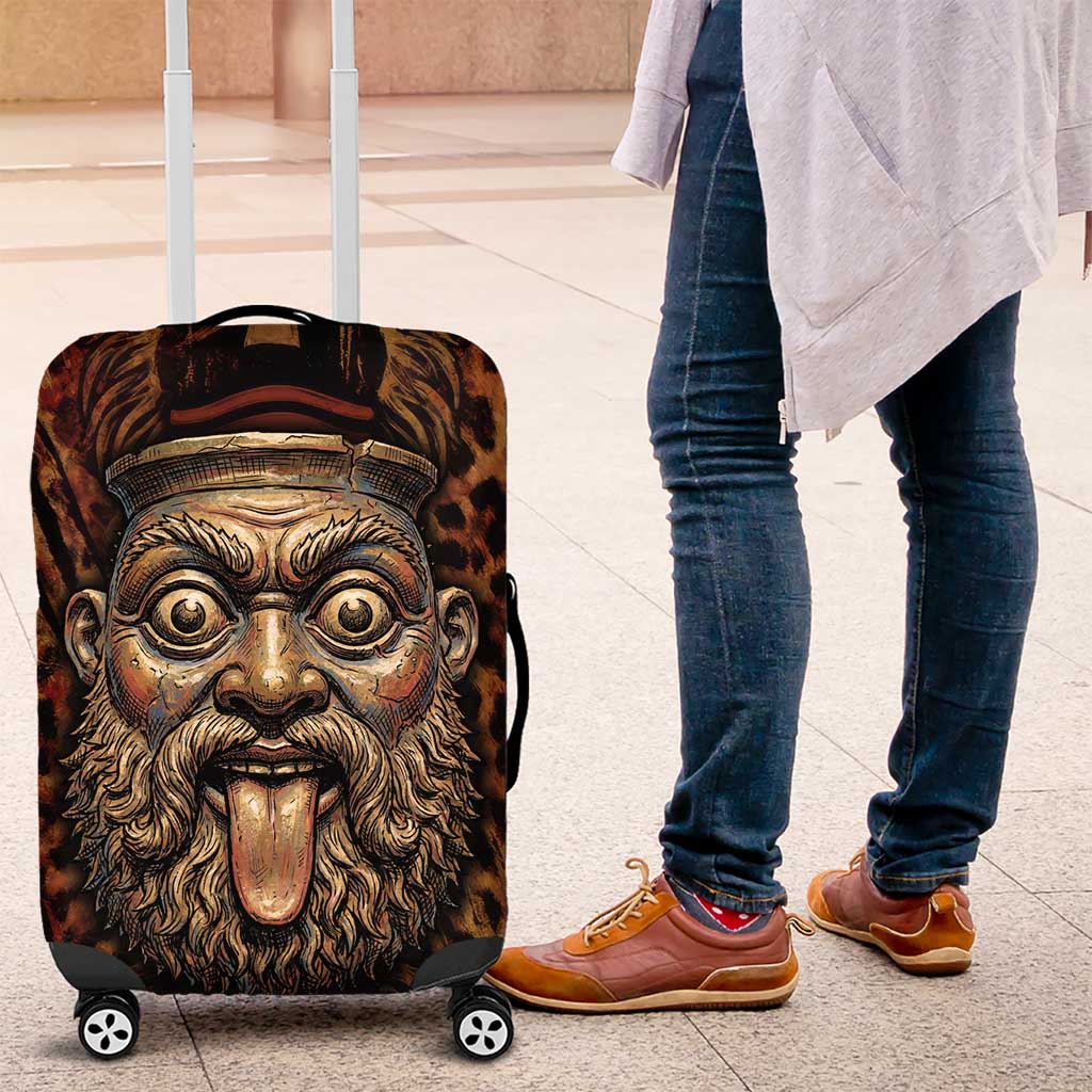 Bes Ancient Egyptian Luggage Cover with Leopard Print Ankh and Eye of Horus Egyptian Deity Tribute - African Pride