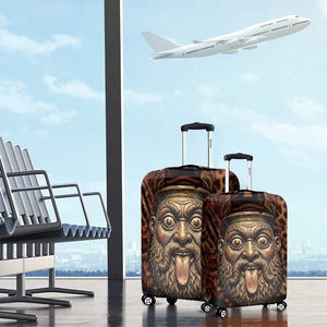 Bes Ancient Egyptian Luggage Cover with Leopard Print Ankh and Eye of Horus Egyptian Deity Tribute - African Pride