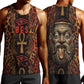 Bes Ancient Egyptian Men Tank Top with Leopard Print Ankh and Eye of Horus Egyptian Deity Tribute - African Pride