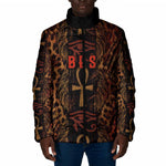 Bes Ancient Egyptian Padded Jacket with Leopard Print Ankh and Eye of Horus Egyptian Deity Tribute - African Pride