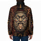 Bes Ancient Egyptian Padded Jacket with Leopard Print Ankh and Eye of Horus Egyptian Deity Tribute - African Pride