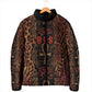 Bes Ancient Egyptian Padded Jacket with Leopard Print Ankh and Eye of Horus Egyptian Deity Tribute - African Pride