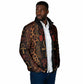 Bes Ancient Egyptian Padded Jacket with Leopard Print Ankh and Eye of Horus Egyptian Deity Tribute - African Pride