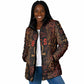 Bes Ancient Egyptian Padded Jacket with Leopard Print Ankh and Eye of Horus Egyptian Deity Tribute - African Pride
