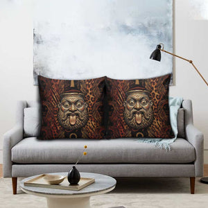 Bes Ancient Egyptian Pillow Cover with Leopard Print Ankh and Eye of Horus Egyptian Deity Tribute - African Pride