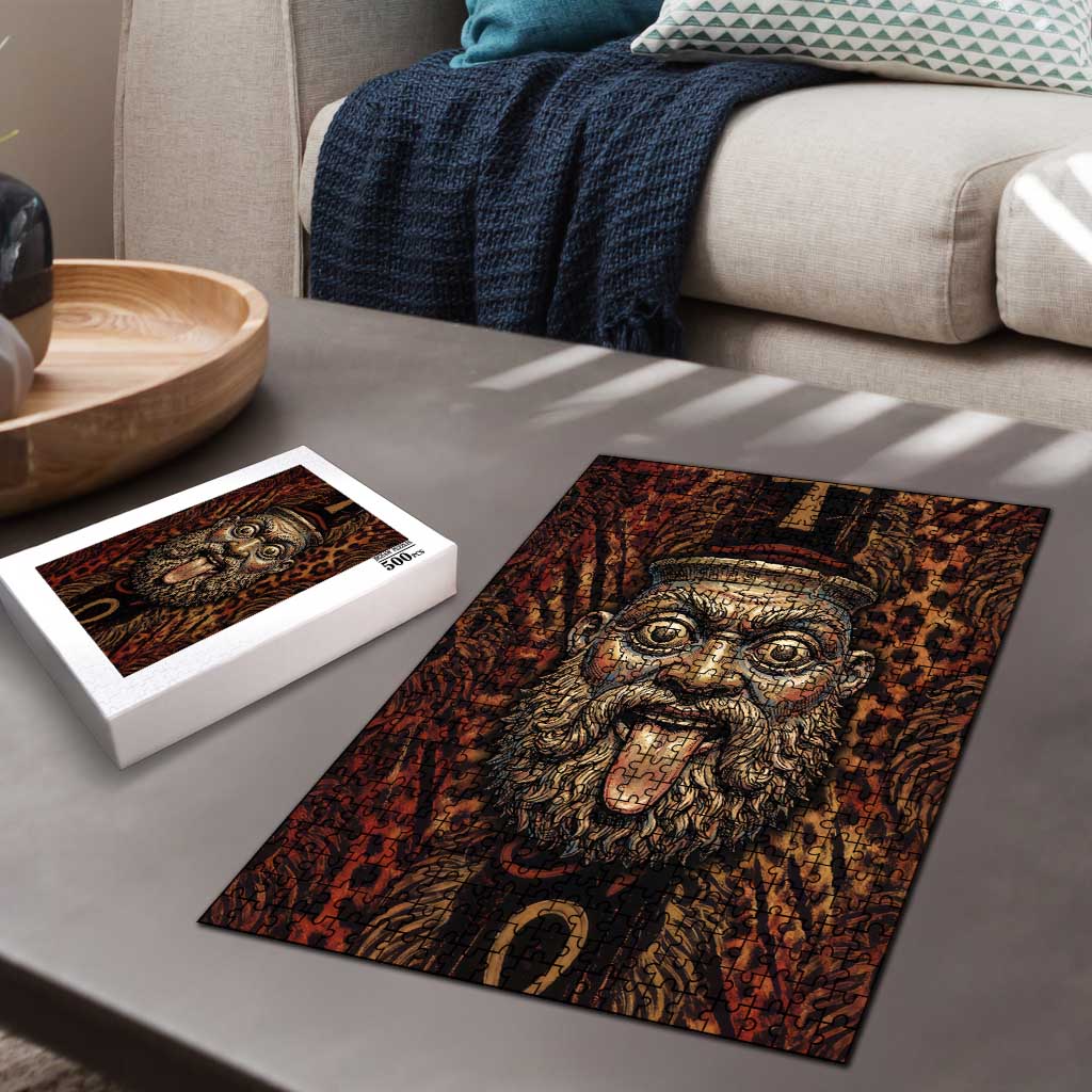 Bes Ancient Egyptian Puzzle with Leopard Print Ankh and Eye of Horus Egyptian Deity Tribute - African Pride