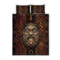 Bes Ancient Egyptian Quilt Bed Set with Leopard Print Ankh and Eye of Horus Egyptian Deity Tribute - African Pride