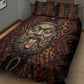 Bes Ancient Egyptian Quilt Bed Set with Leopard Print Ankh and Eye of Horus Egyptian Deity Tribute - African Pride