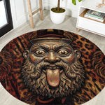 Bes Ancient Egyptian Round Carpet with Leopard Print Ankh and Eye of Horus Egyptian Deity Tribute - African Pride