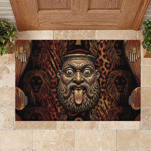 Bes Ancient Egyptian Rubber Doormat with Leopard Print Ankh and Eye of Horus Egyptian Deity Tribute - African Pride