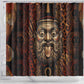 Bes Ancient Egyptian Shower Curtain with Leopard Print Ankh and Eye of Horus Egyptian Deity Tribute - African Pride