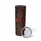 Bes Ancient Egyptian Skinny Tumbler with Leopard Print Ankh and Eye of Horus Egyptian Deity Tribute - African Pride