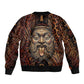 Bes Ancient Egyptian Sleeve Zip Bomber Jacket with Leopard Print Ankh and Eye of Horus Egyptian Deity Tribute - African Pride