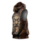 Bes Ancient Egyptian Sleeveless Hoodie with Leopard Print Ankh and Eye of Horus Egyptian Deity Tribute - African Pride