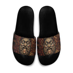 Bes Ancient Egyptian Slide Sandals with Leopard Print Ankh and Eye of Horus Egyptian Deity Tribute - African Pride