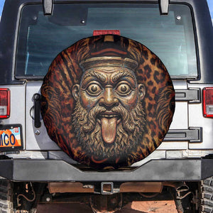 Bes Ancient Egyptian Spare Tire Cover with Leopard Print Ankh and Eye of Horus Egyptian Deity Tribute - African Pride