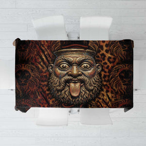 Bes Ancient Egyptian Tablecloth with Leopard Print Ankh and Eye of Horus Egyptian Deity Tribute - African Pride